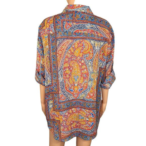 Jones New York Sport Paisley Print Blouse Button Down 3-4 Sleeve Womens Size XL - Picture 3 of 6